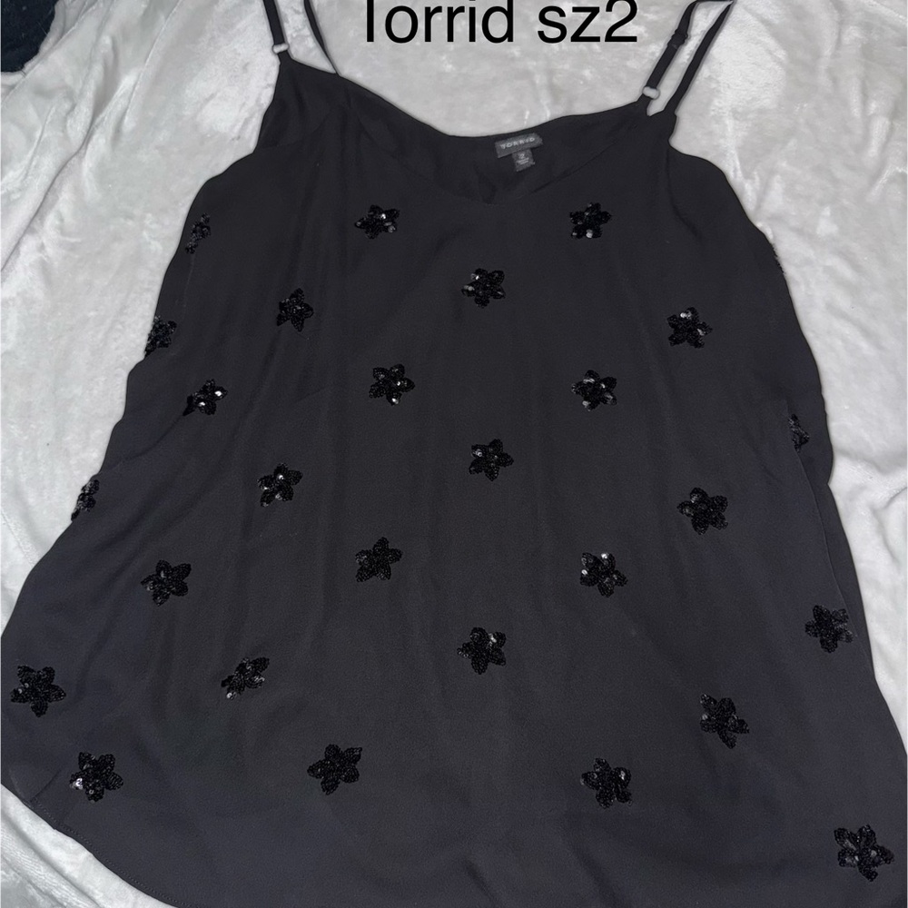 Black Sequin Star Embellished Women's Top